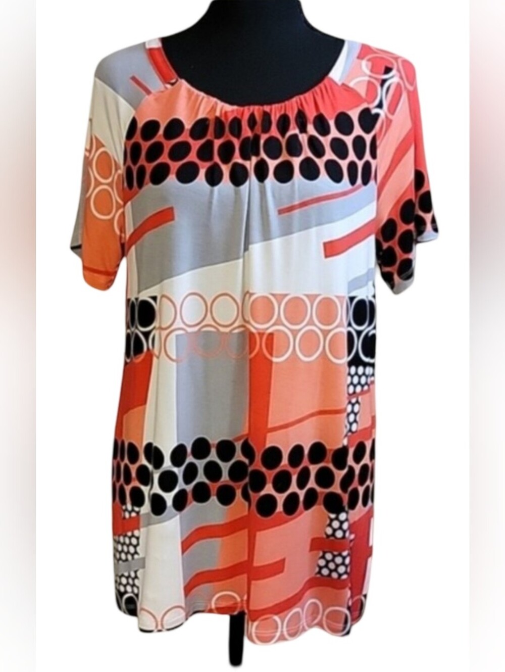 Dana Buchman Geometric Abstract Print Tunic Top Size M